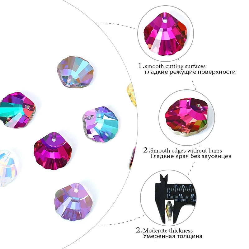 QIAO Shell Crystal Charms Beads 12Pcs Jewelry Making Kit
