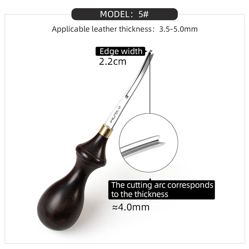 WUTA Professional Leather Edge Beveler with Ebony Handle