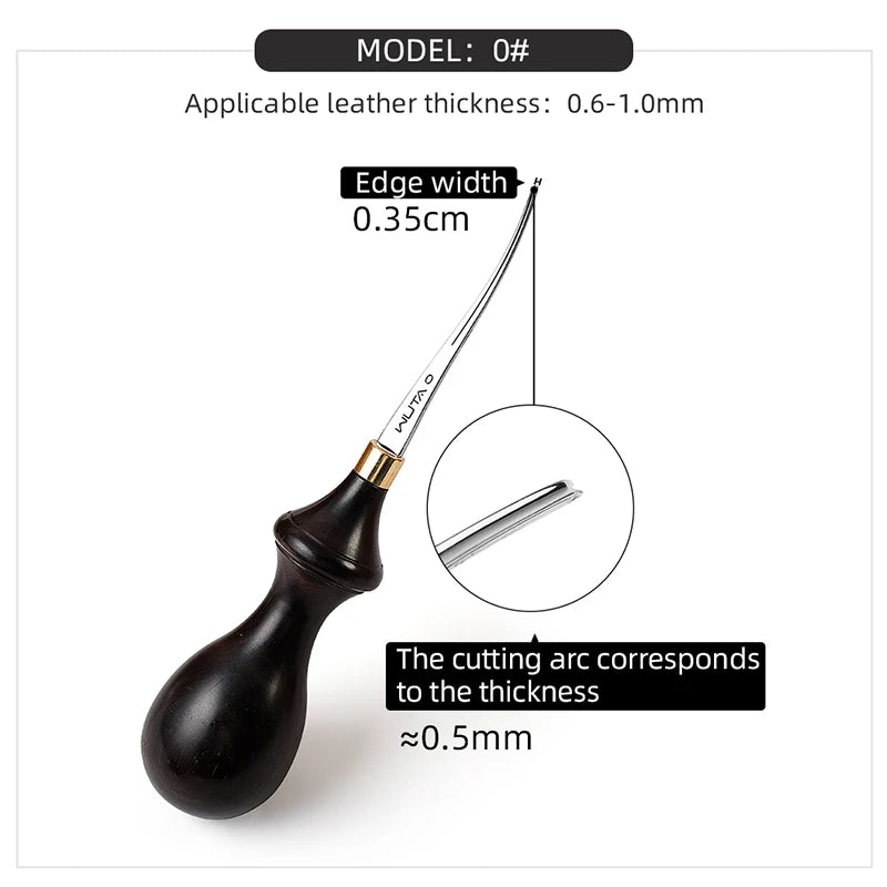 WUTA Professional Leather Edge Beveler with Ebony Handle