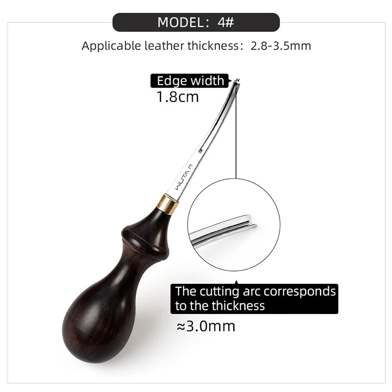 WUTA Professional Leather Edge Beveler with Ebony Handle