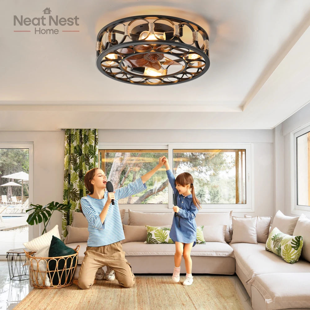 Modern Silent Ceiling Fan with Lights and Remote Control