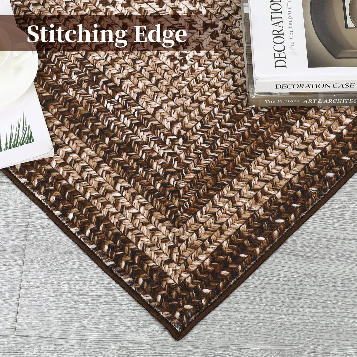 HiMISS Washable Braided Area Rug for Living Room Non Slip