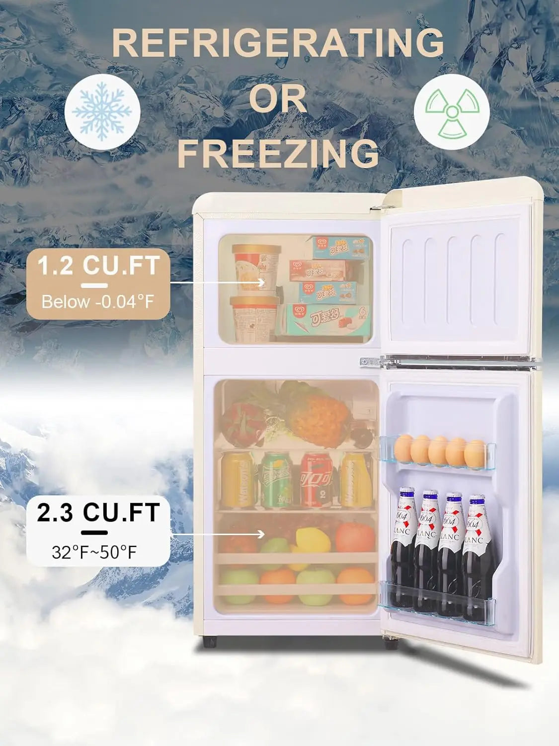 Krib Bling Compact Refrigerator Mini Fridge Retro Design
