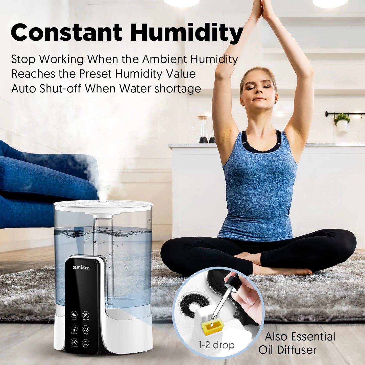 Sejoy Humidifier With LED Digital Display And Timer