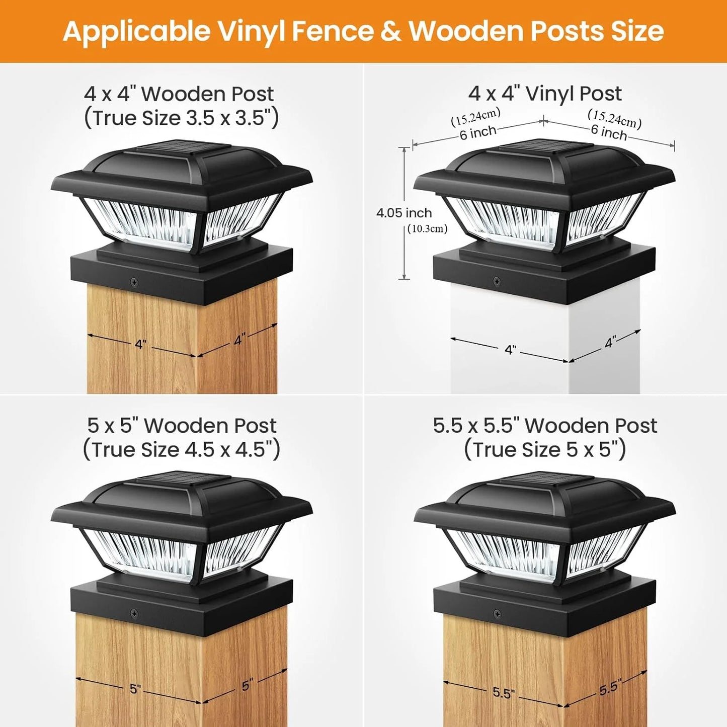Solar Post Cap Lights 6 or 12 Pack for Garden Fence Deck Yard