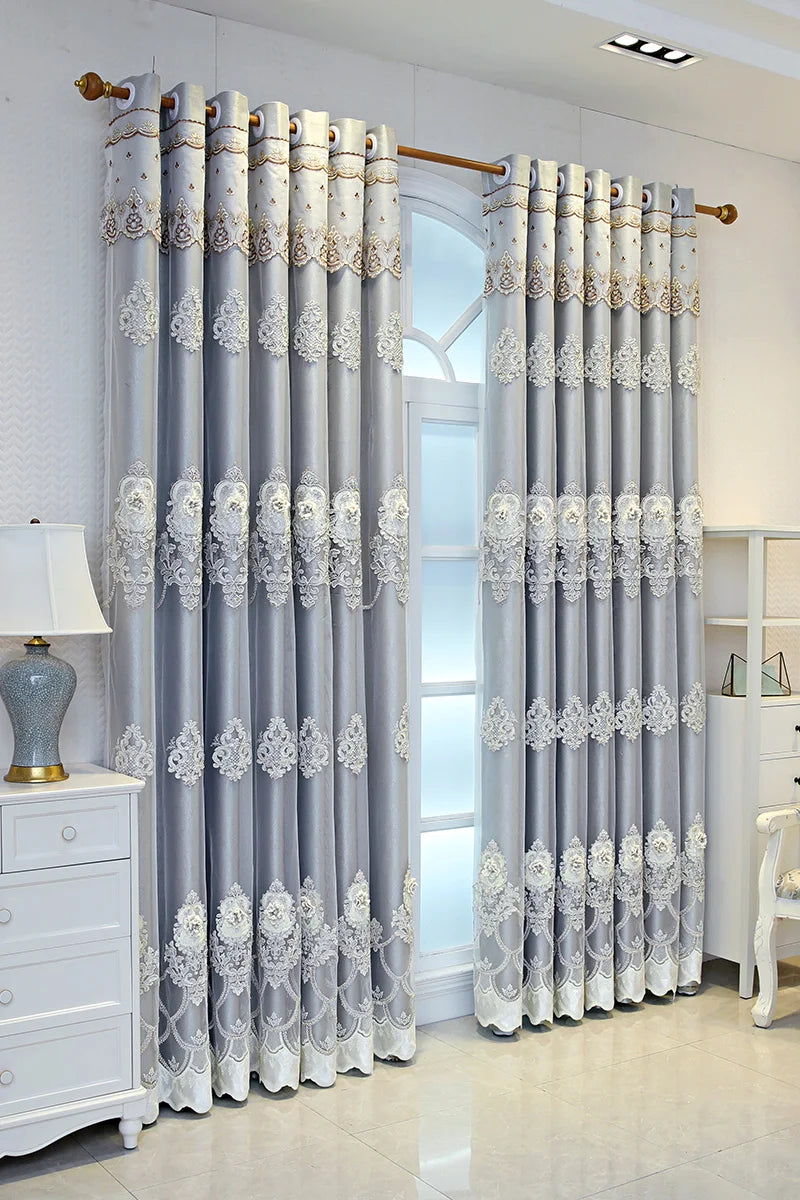 Zhejiang Elegant Double Layer Curtains Embossed Detailing