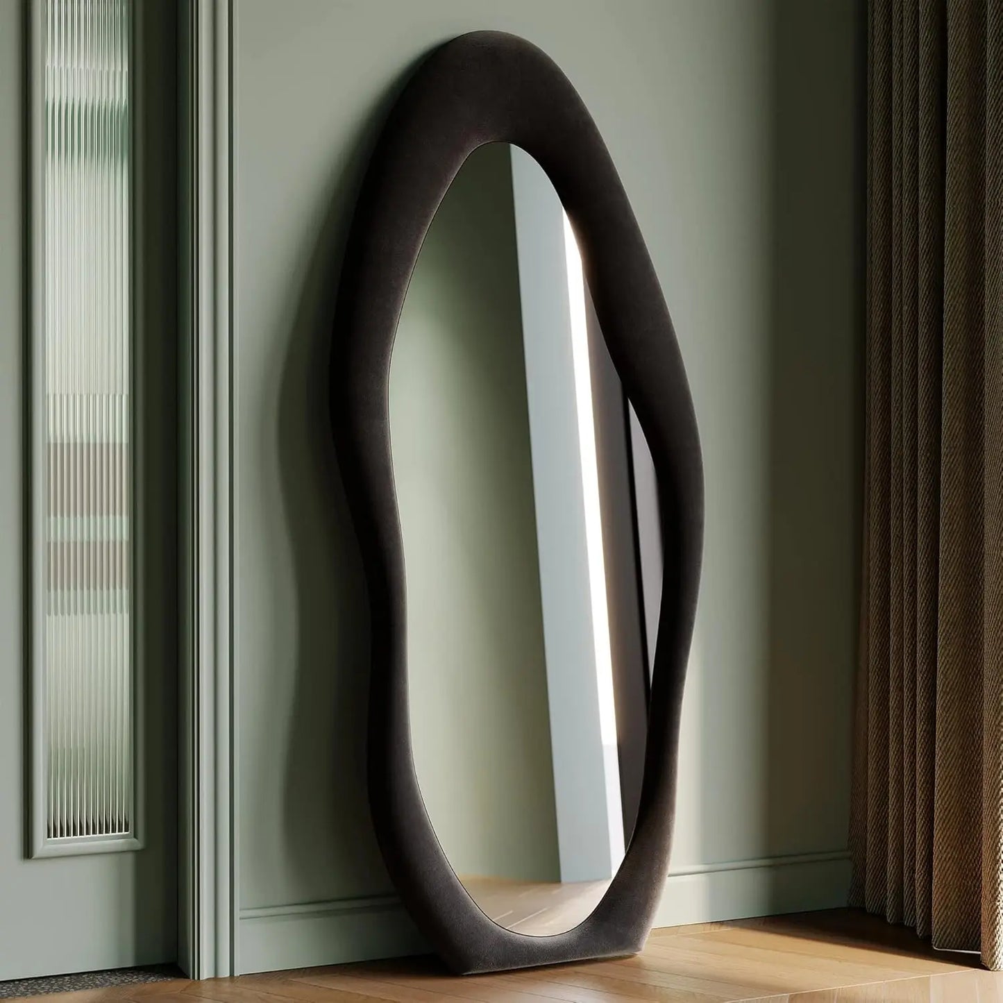 Hignconcerned Irregular Wave Tall Mirror Wall Hanging