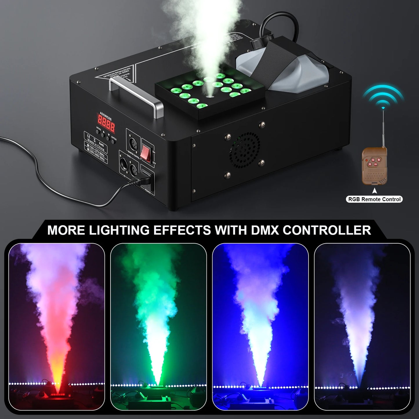 U'King 1500W RGB Fog Machine 3In1 Stage Lighting Effect