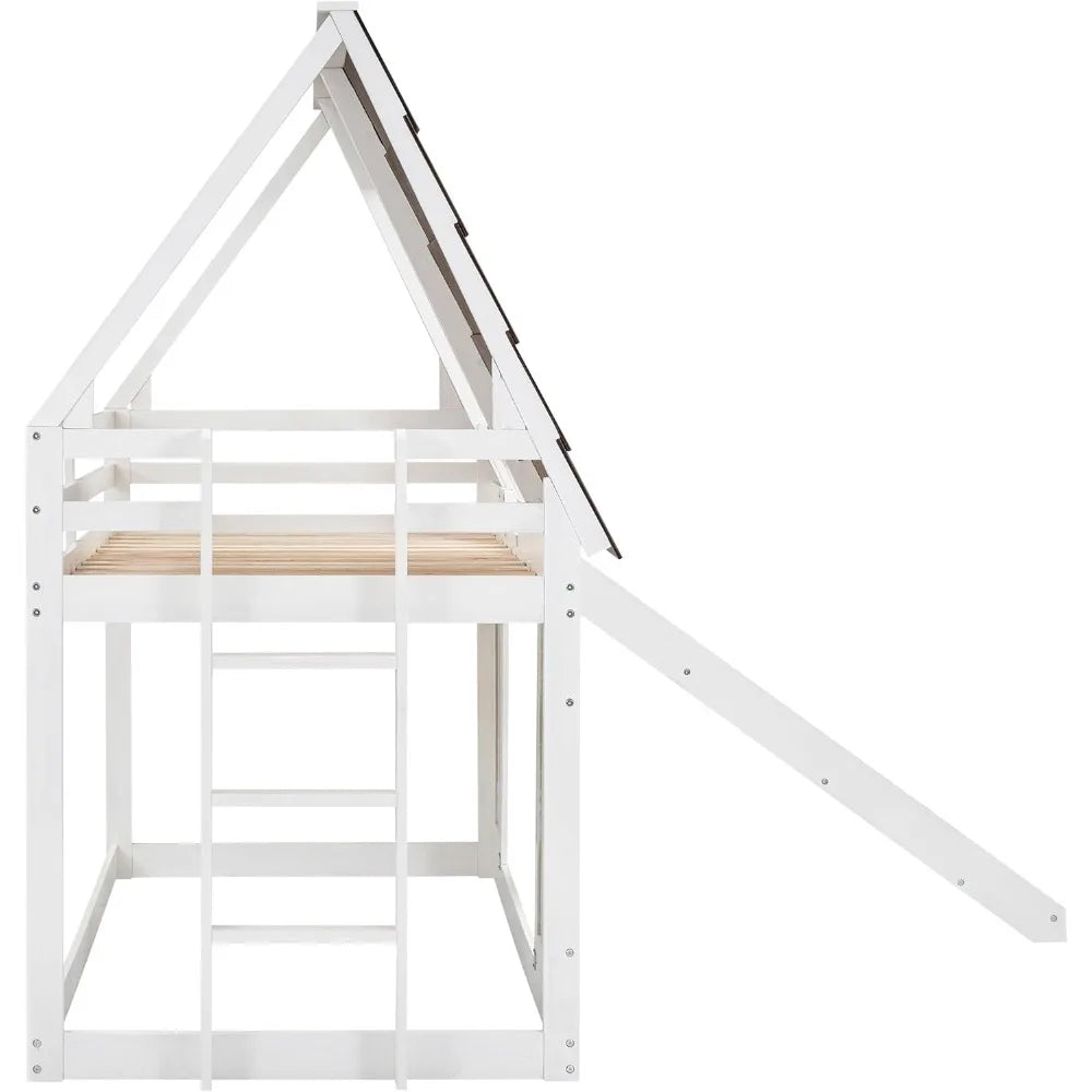 Hign-concerned Twin Over Twin Bunk Bed With Roof System