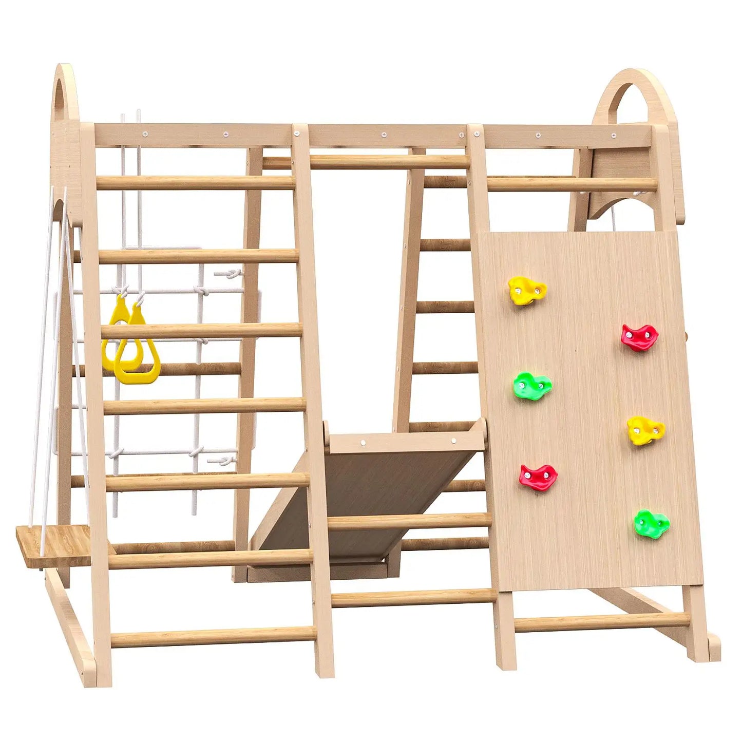 7 in 1 Indoor Wooden Jungle Gym Playset for Kids Age 2 to 6
