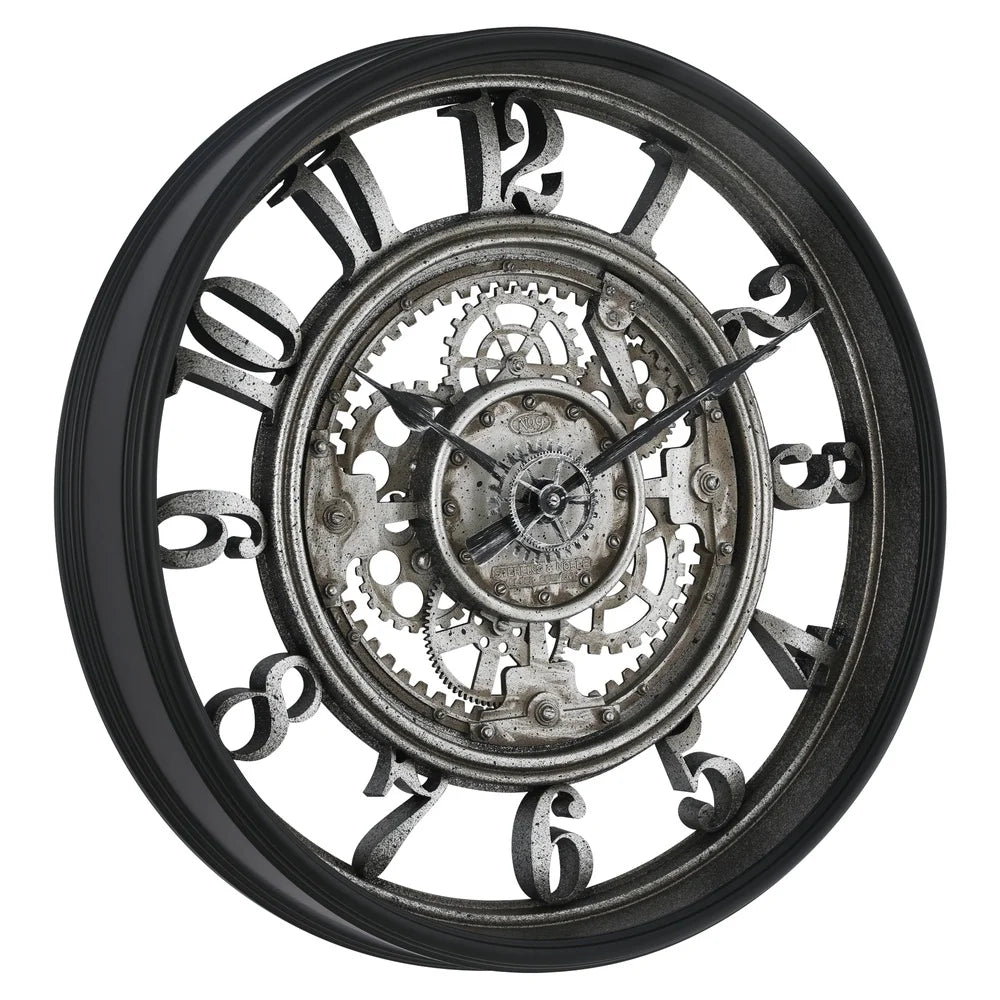 XMSJ Rustic Metal Arabic Analog Wall Clock With Gears