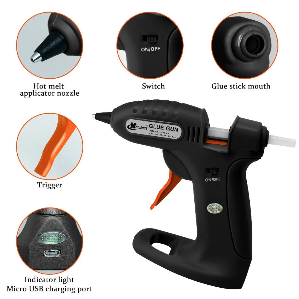 Cordless Hot Melt Glue Gun with 30 Mini Glue Sticks for DIY