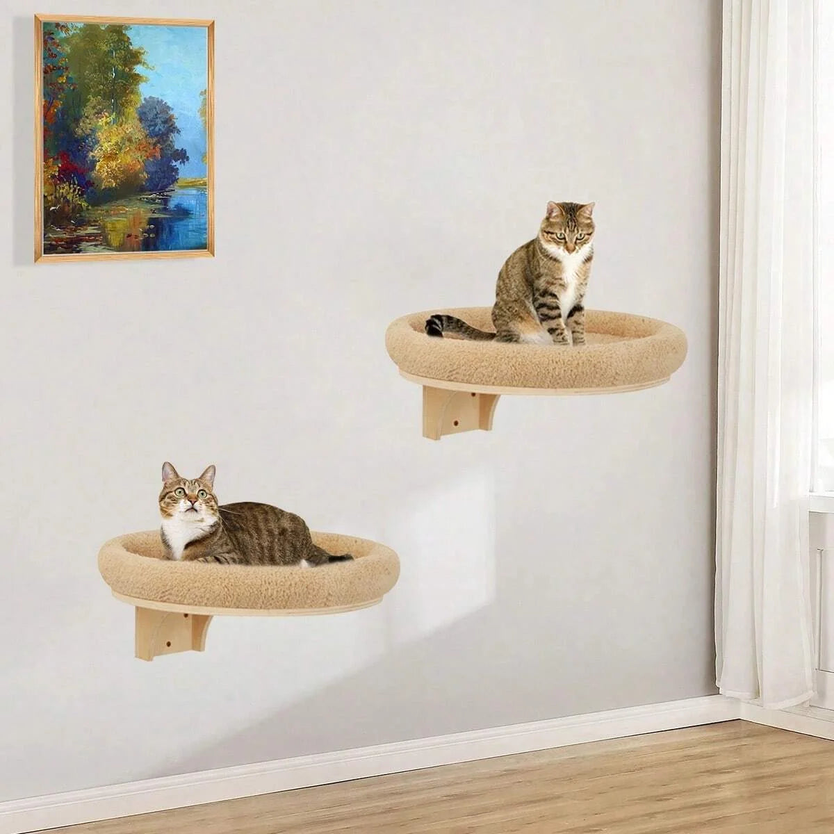 PETRAVELCN Cat Wall Mounted Wooden Climbing Ladder Hammock