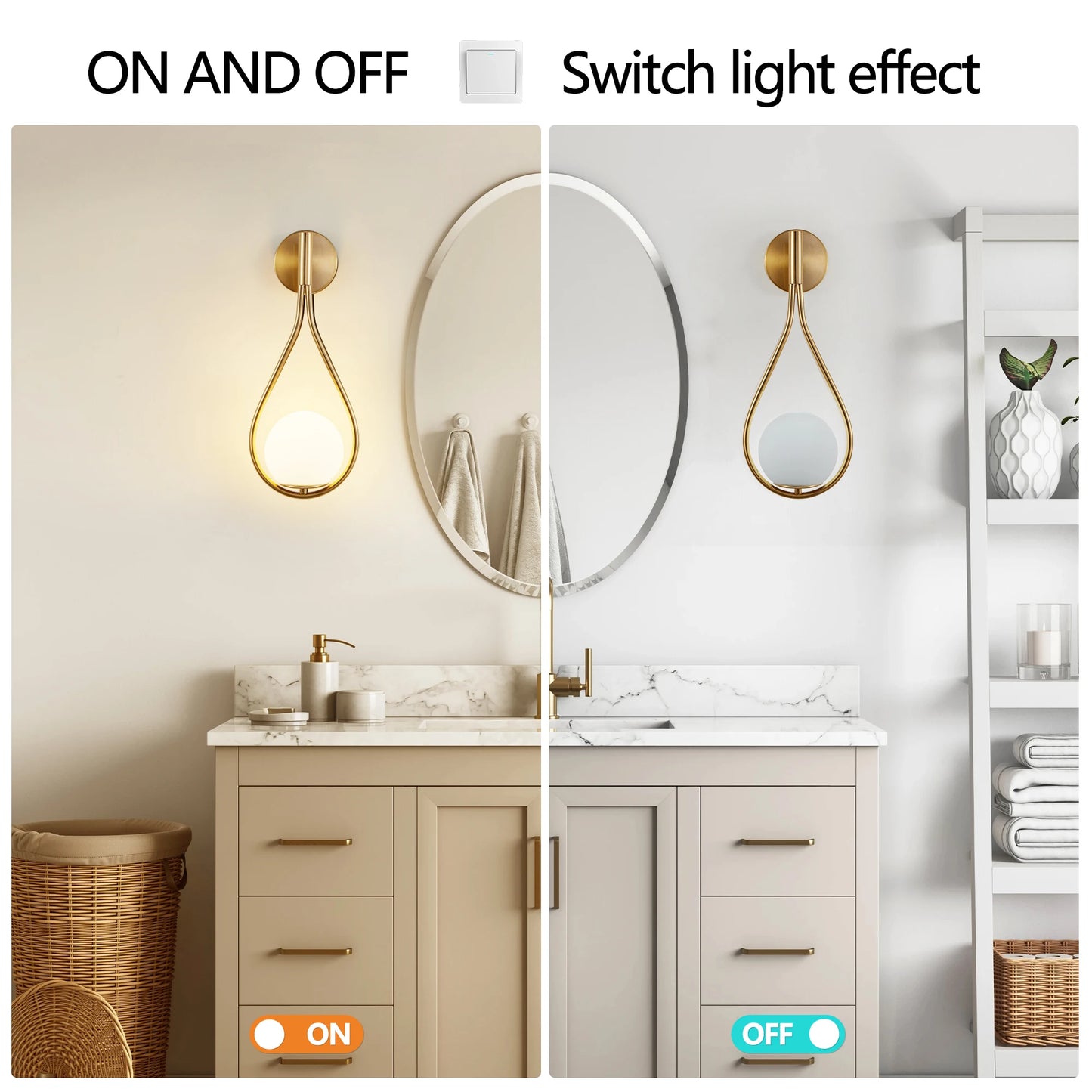 ARLGSITE Modern Wall Lamp With Frosted Glass Ball Pair