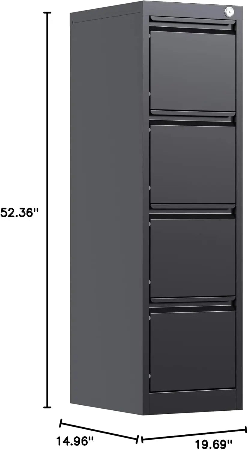 XMSJ 4 Drawer Metal Vertical File Cabinet with Lock