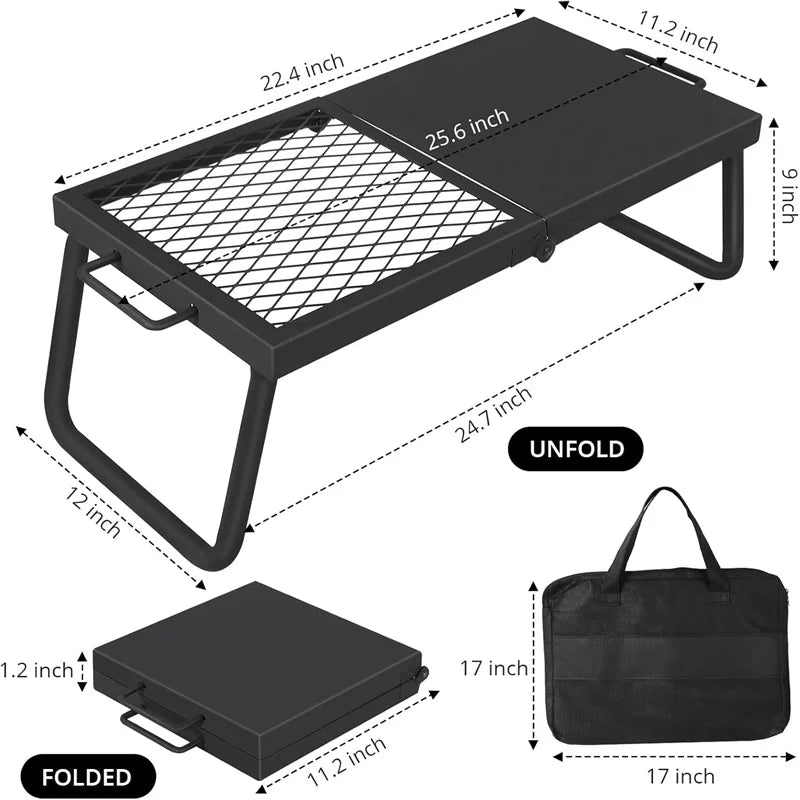 HiMISS Folding Campfire Grill Heavy Duty Steel Mesh Grate