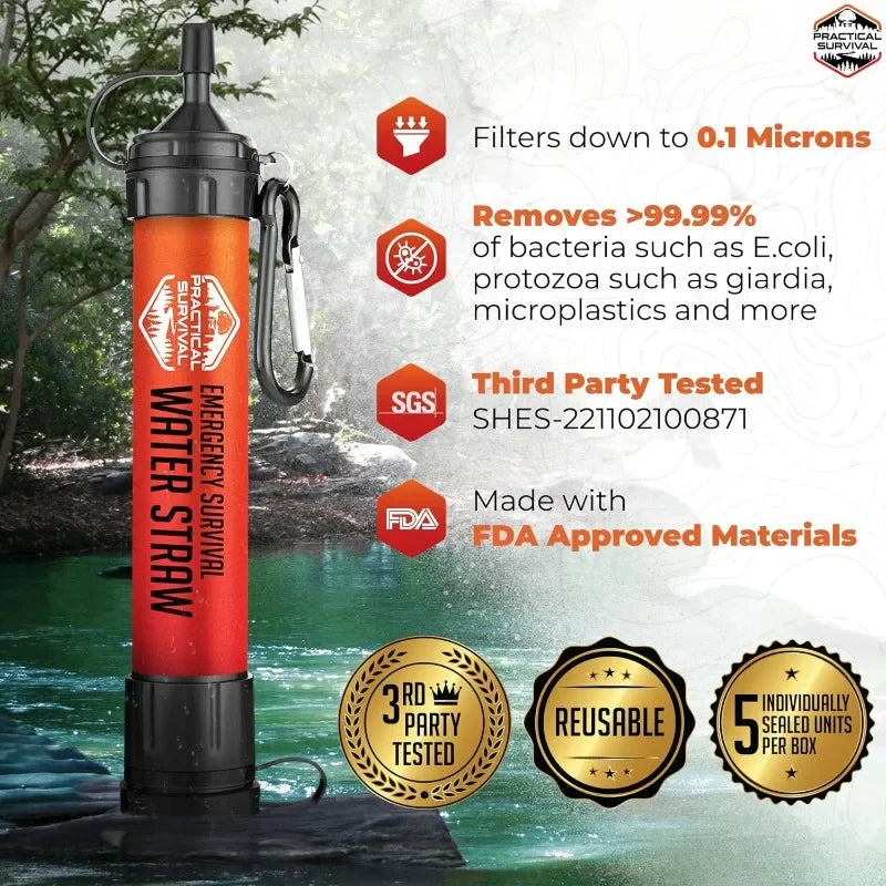5 High Capacity Emergency Water Straws for Outdoor Survival