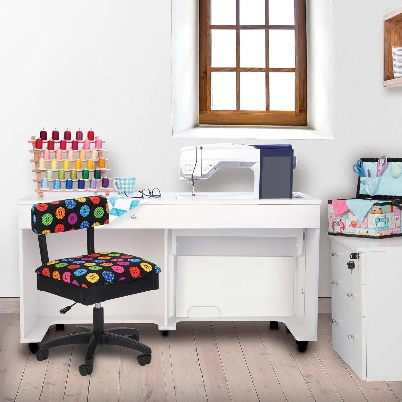 Adjustable Height Hydraulic Sewing and Craft Chair with Storage