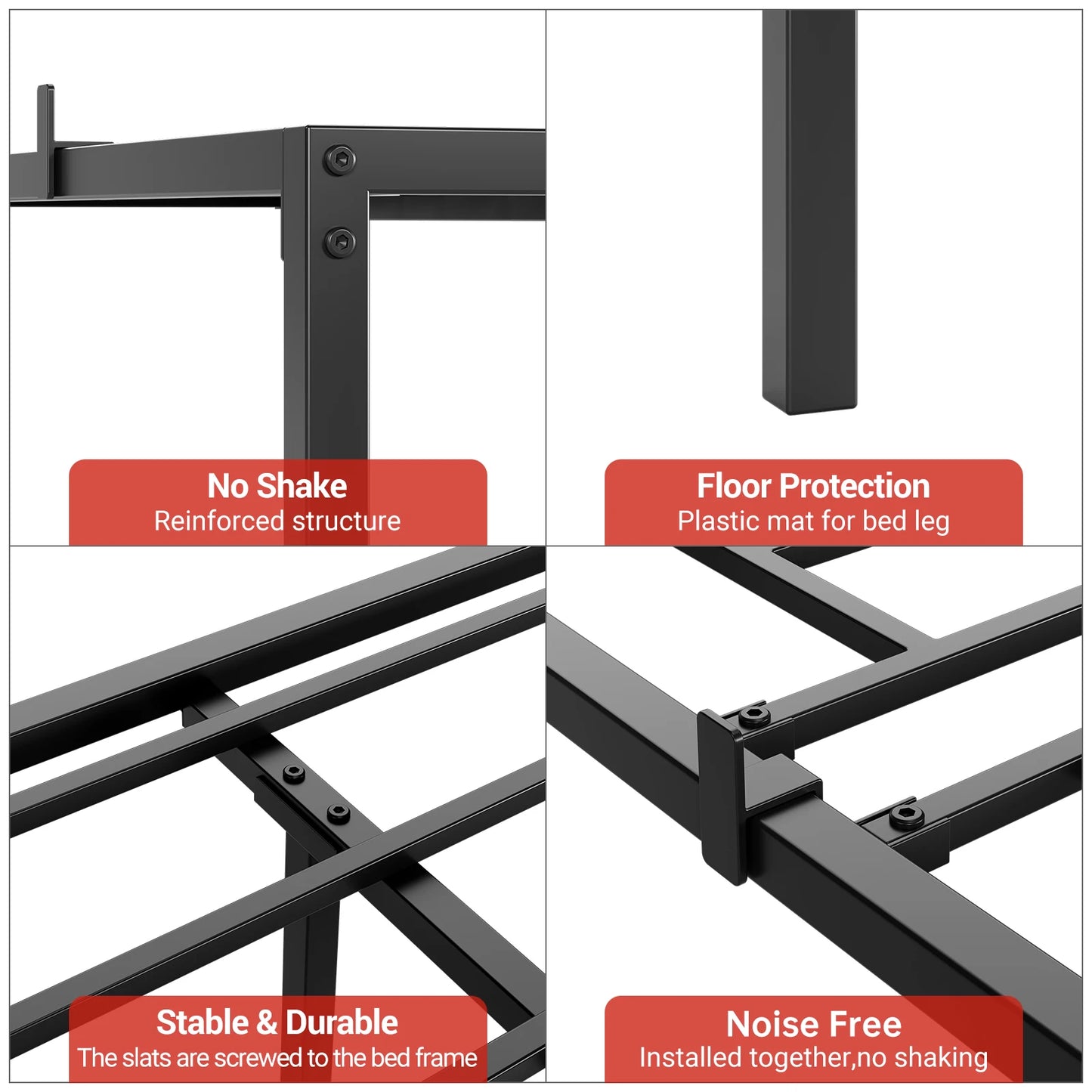 Hign-concerned Modern Metal Bed Frame With Heavy Duty Slats