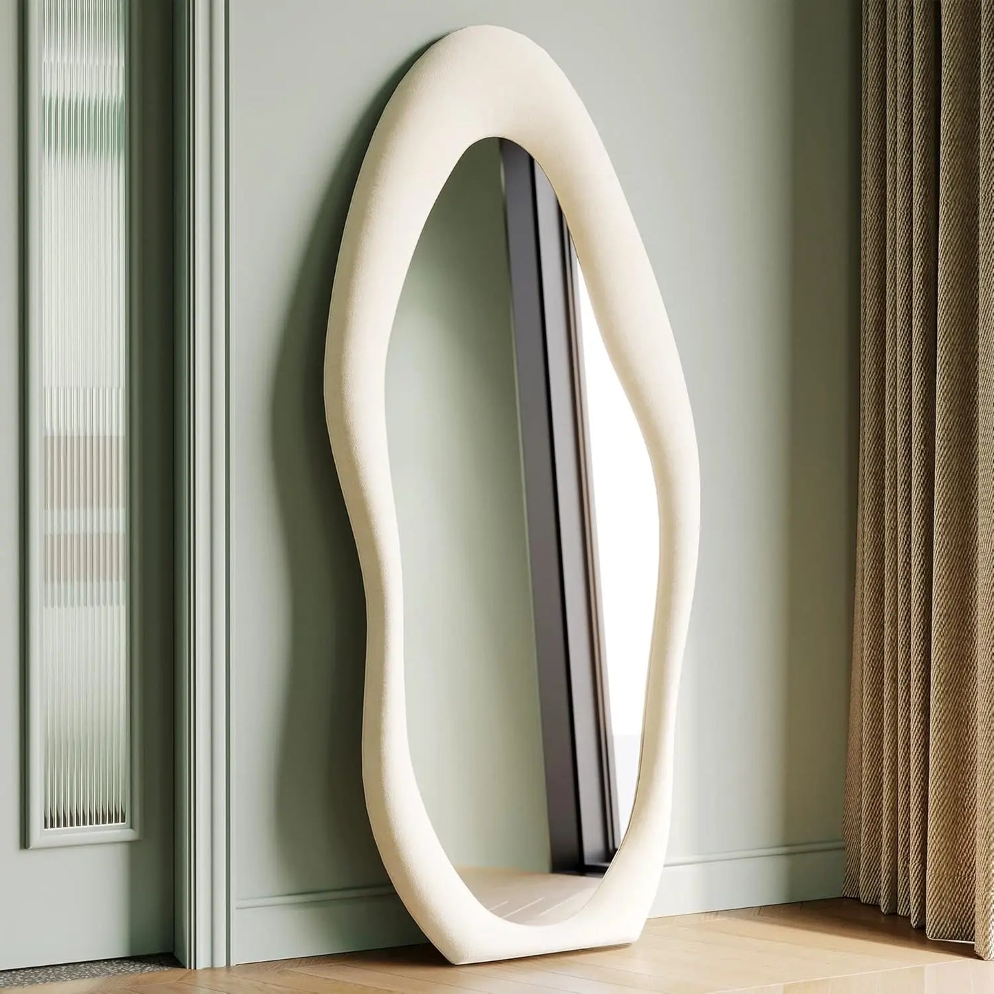 Hignconcerned Irregular Wave Tall Mirror Wall Hanging