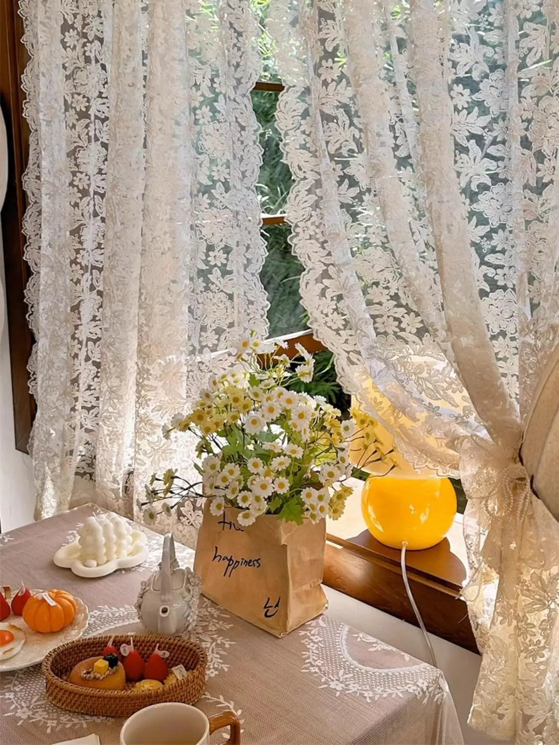 Jessans European Tulle Lace Sheer Curtains for Home
