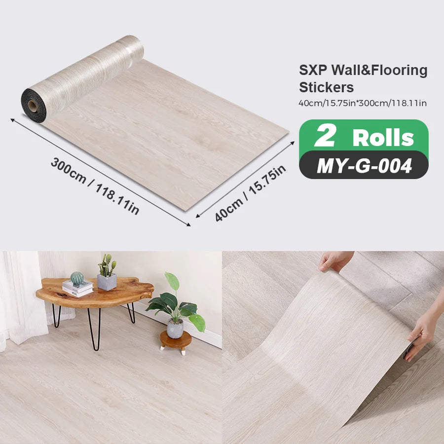 2 Rolls Self Adhesive Wall Floor Sticker Wood Grain Marble