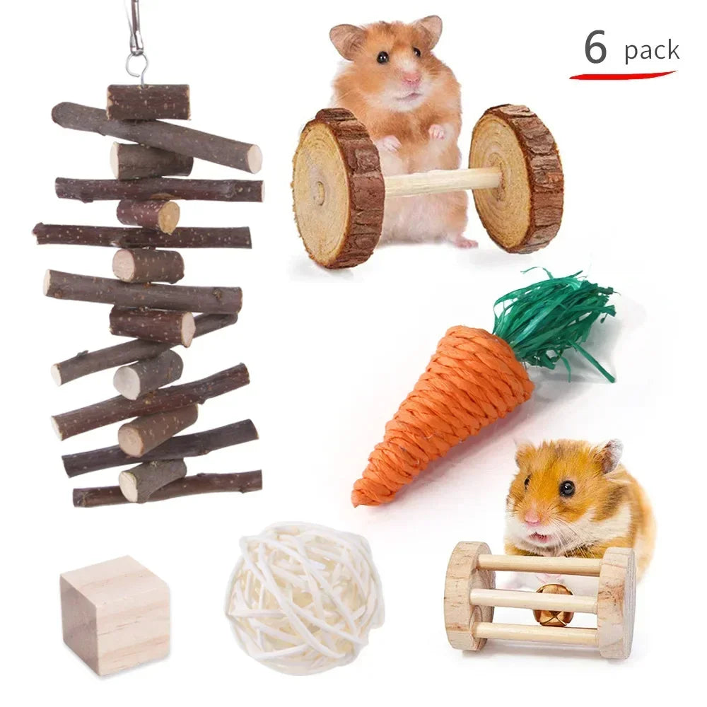 Hign-concerned Wooden Hamster And Small Pet Toys Set