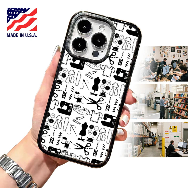 Design Love Sewing Pattern Phone Case For iPhone Pro Max