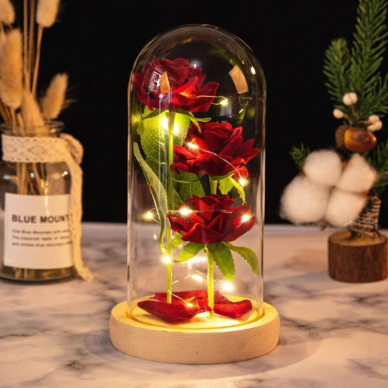 Zhejiang Rose Glass Dome Ornament Gift For Valentines Day