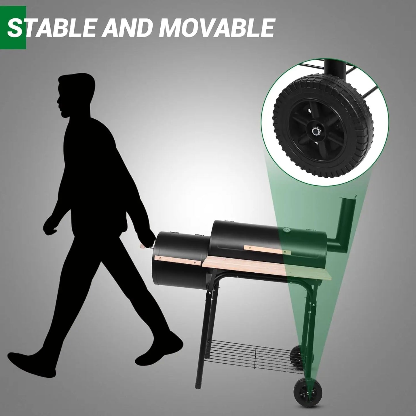 BBQ Charcoal Grill with Offset Smoker for Outdoor Cooking