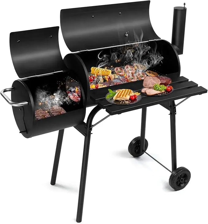 BBQ Charcoal Grill with Offset Smoker for Outdoor Cooking