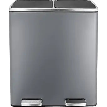 60L Dual Compartment Stainless Steel Kitchen Trash Can