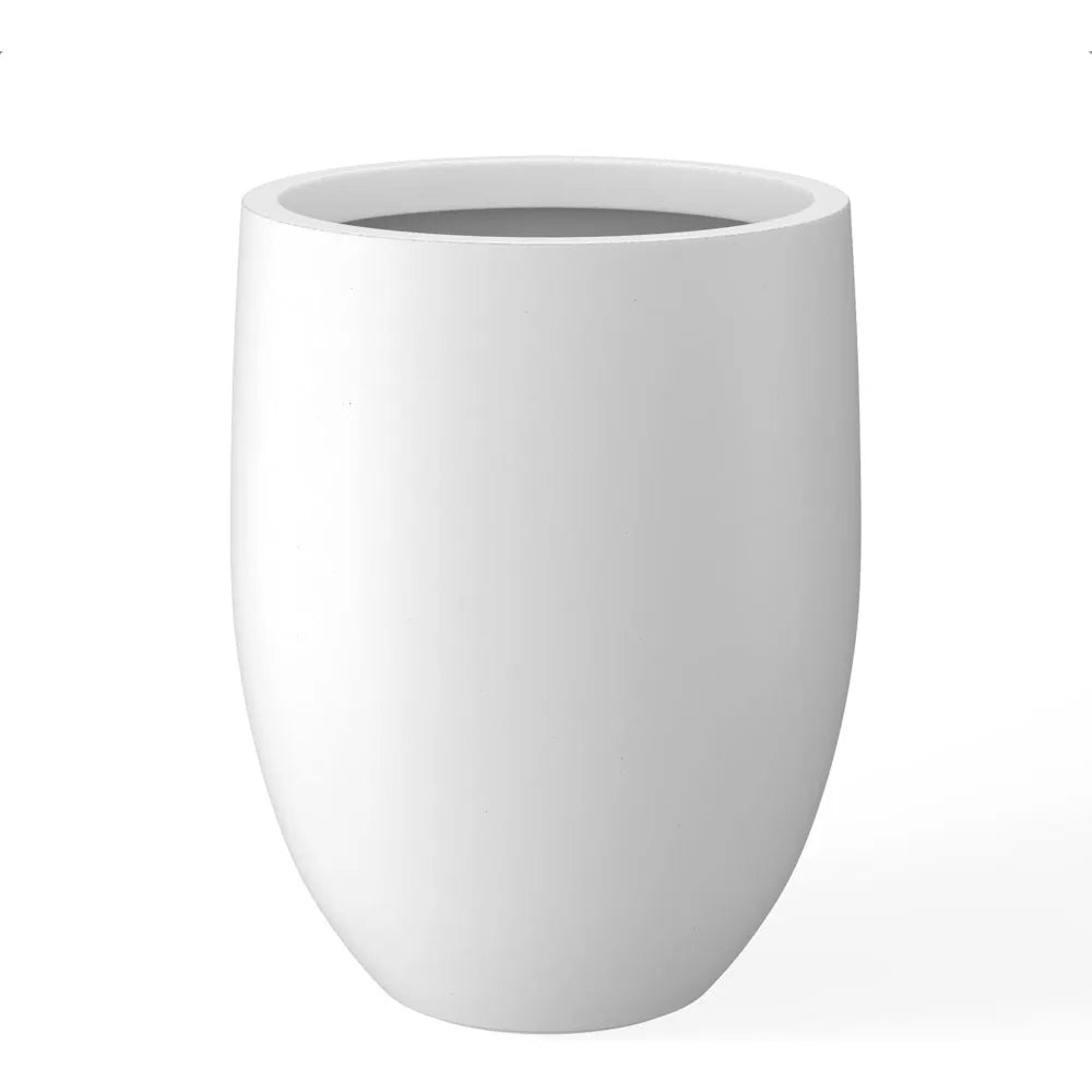 Kante Snow White Concrete Tall Planter with Drainage Hole