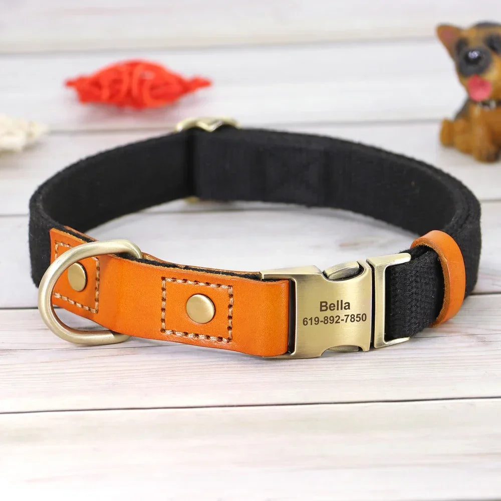 Pet Artist Nylon Custom Dog Collar Leash Set Nameplate