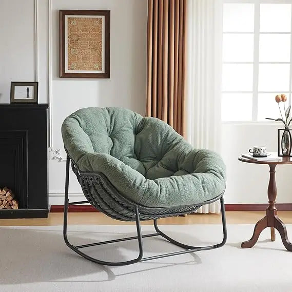 Outdoor Papasan Chair Rocking Patio Egg Chair Rattan Lounge