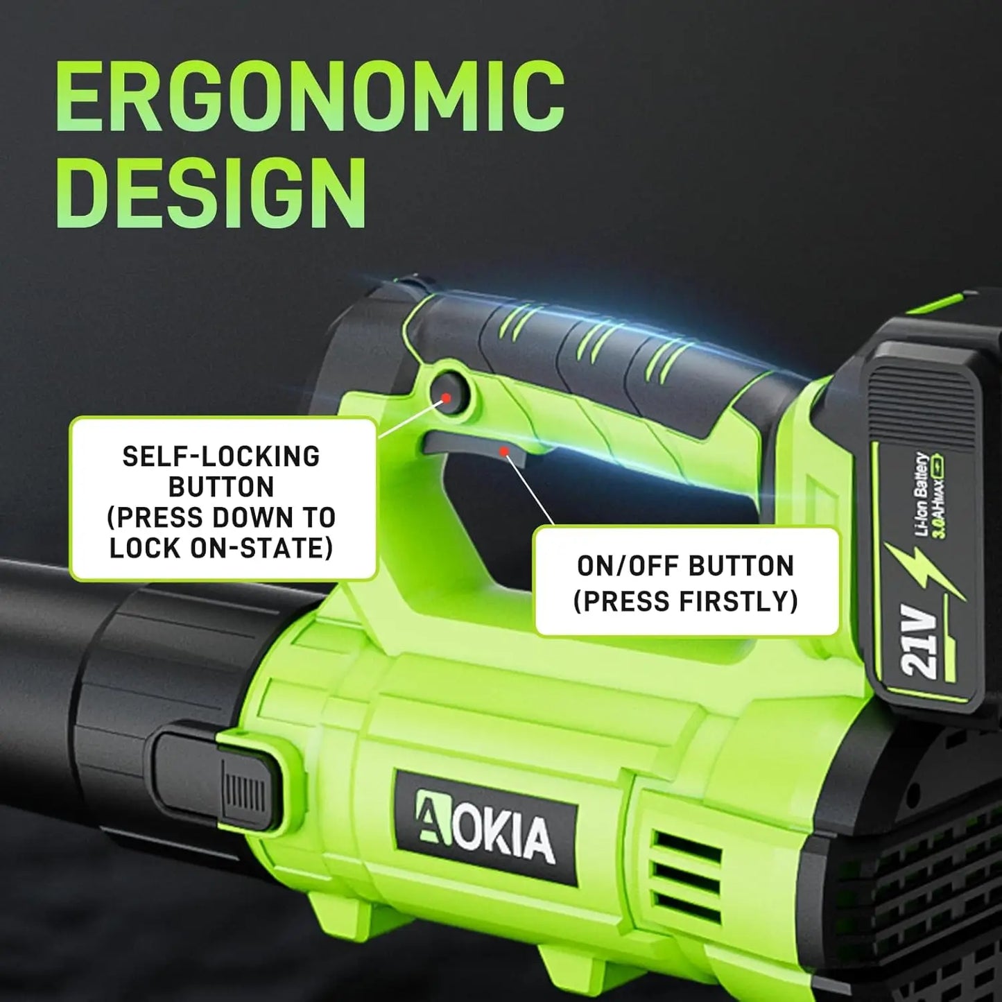 Cordless Leaf Blower 6-Speed Electric Lightweight Turbo Motor