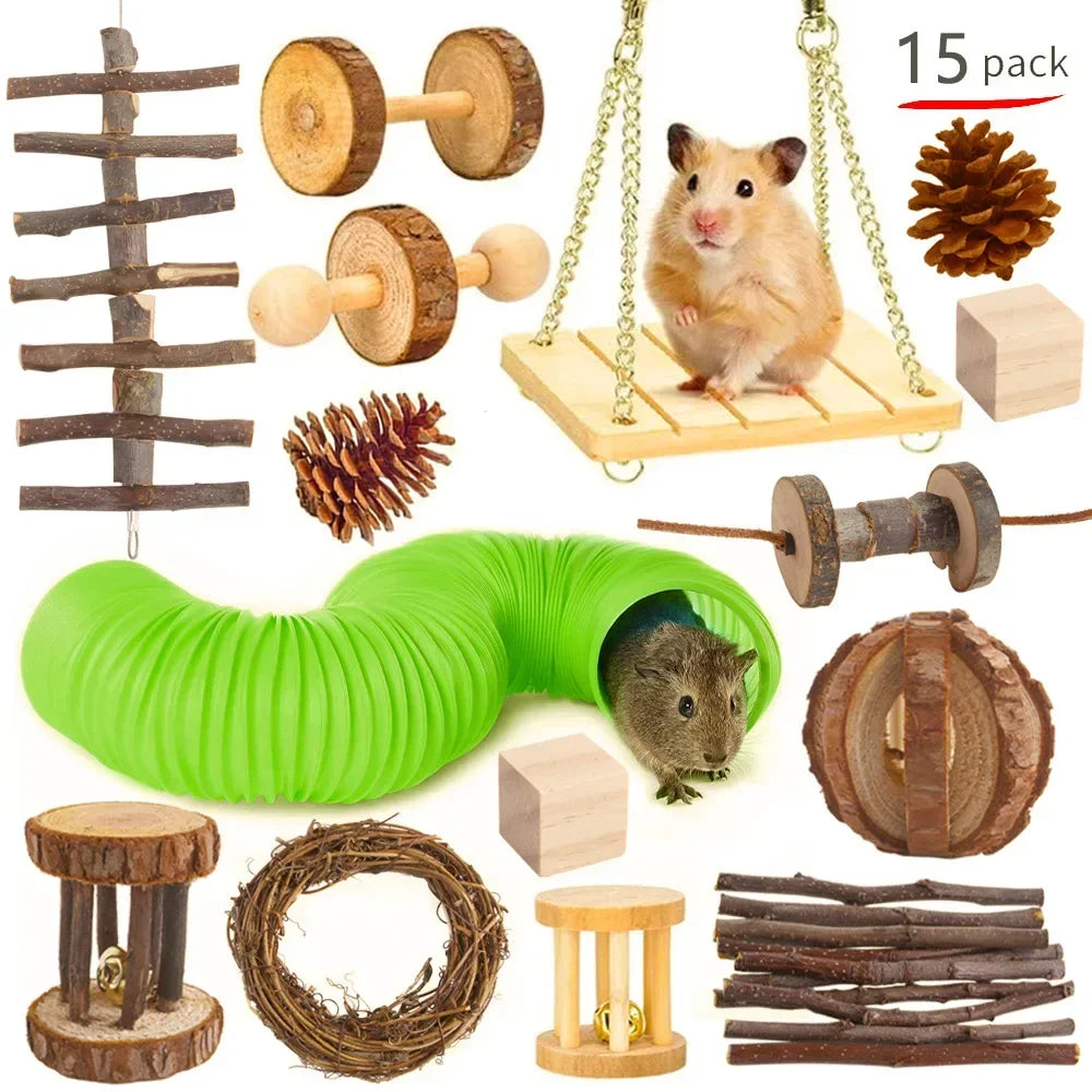Hign-concerned Wooden Hamster And Small Pet Toys Set