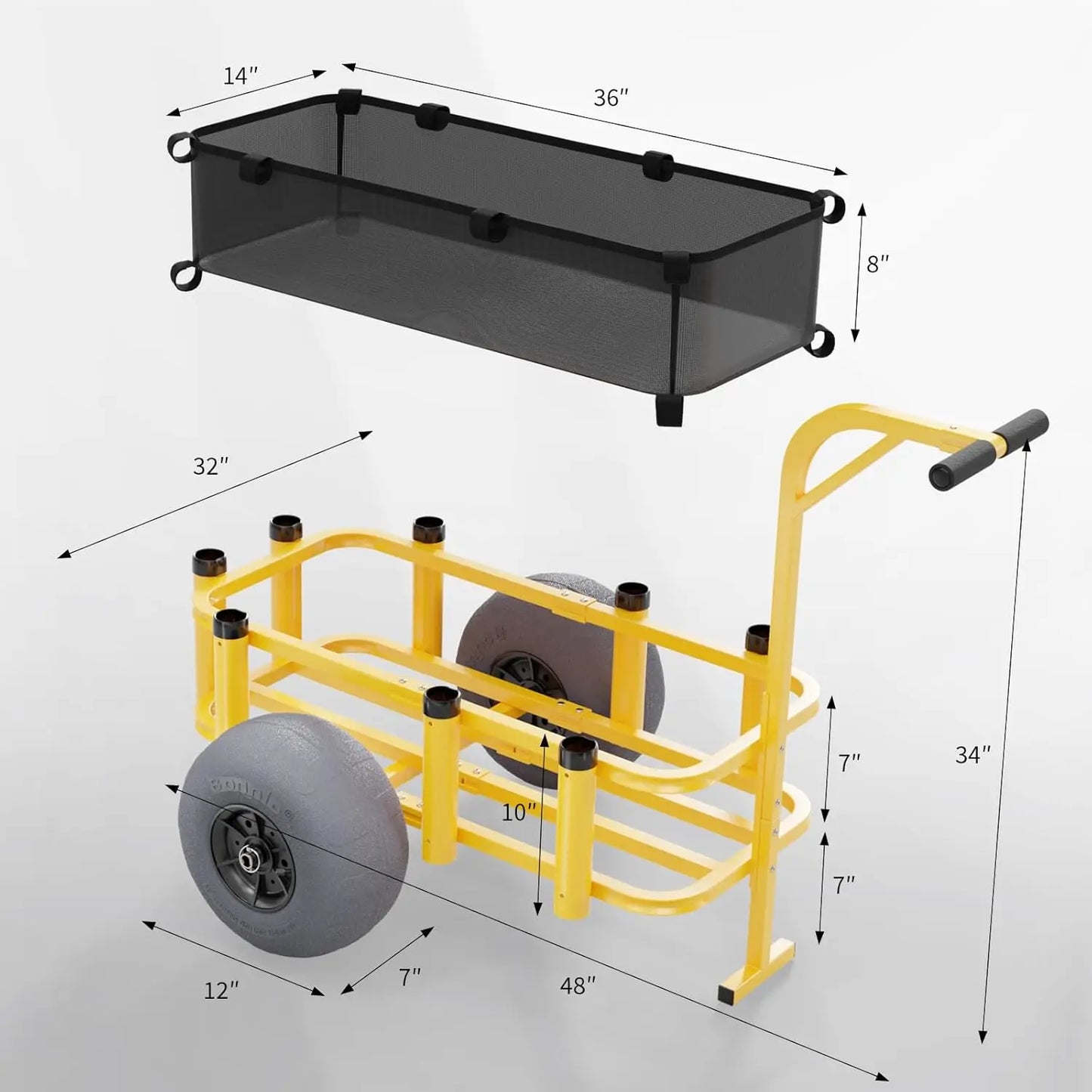 Fishing Cart Beach Wagon with Big Wheels and Rod Holders