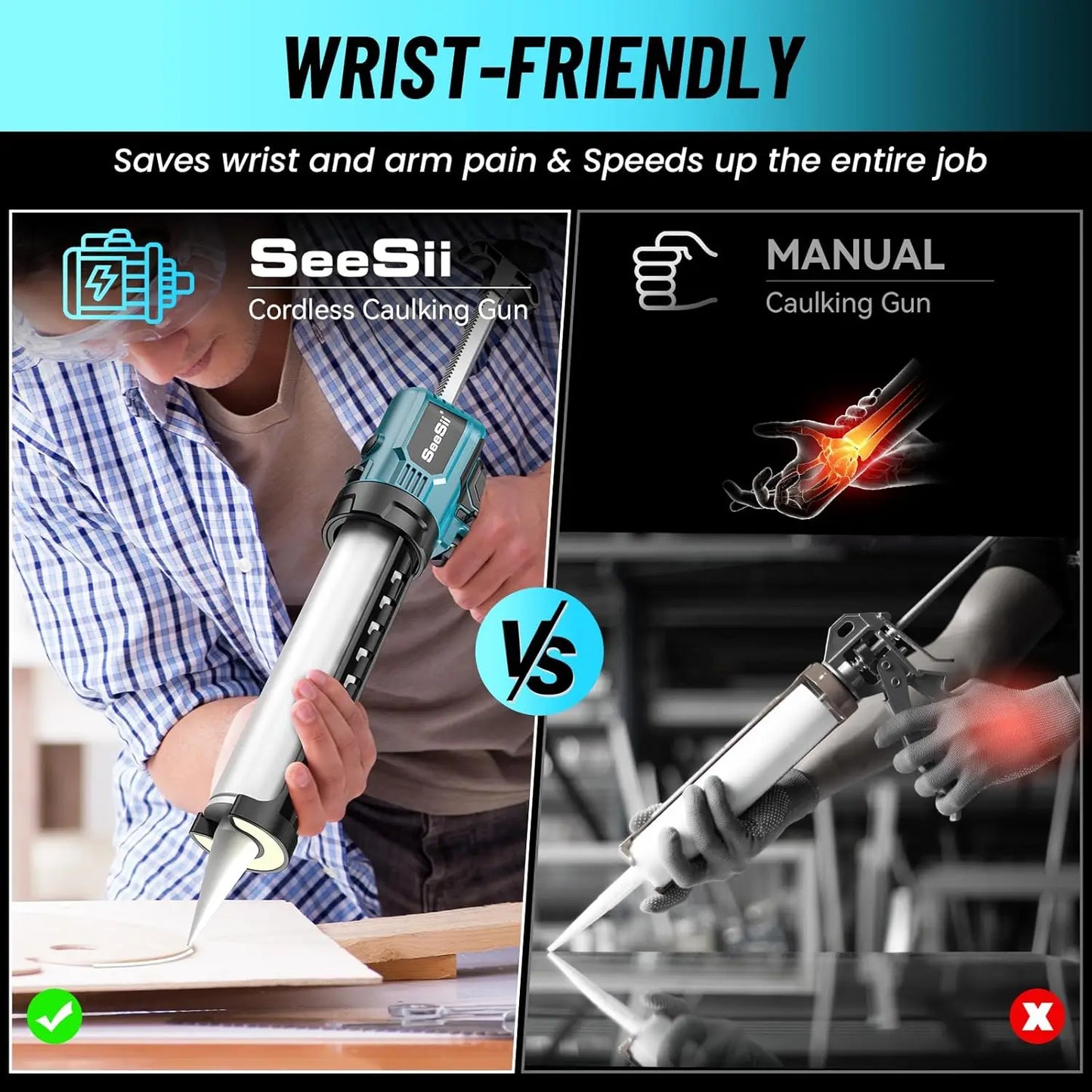 Seesii Cordless Electric Glue Gun with LED Light