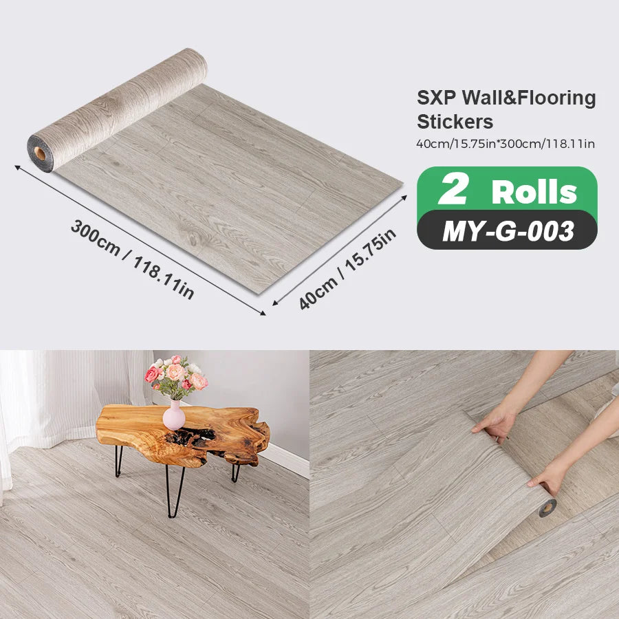 2 Rolls Self Adhesive Wall Floor Sticker Wood Grain Marble