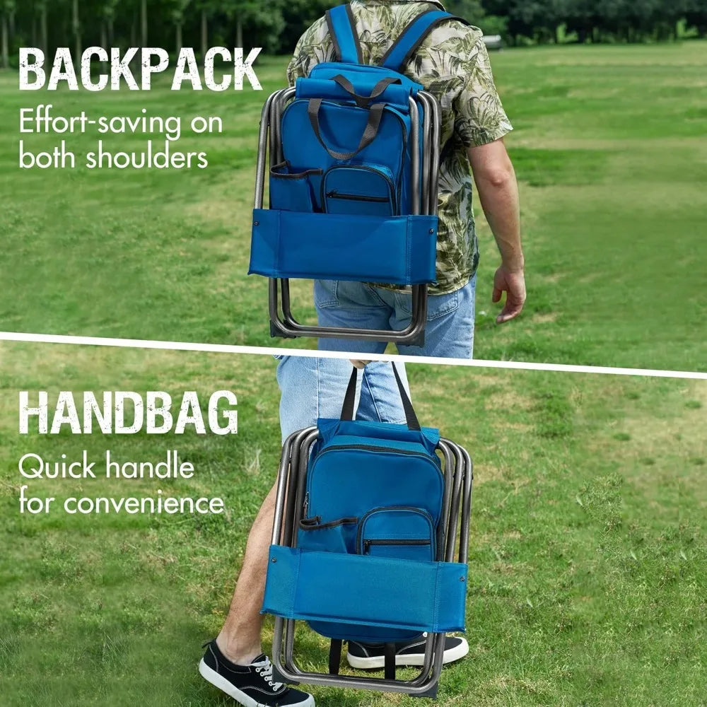 Backpack Cooler Chair With Backrest Folding Camping Stool