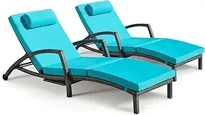 Tangxu Outdoor Wicker Chaise Lounge Chairs Set of 2