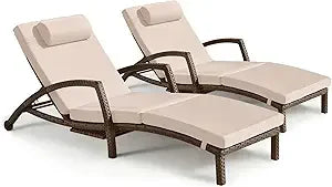 Tangxu Outdoor Wicker Chaise Lounge Chairs Set of 2