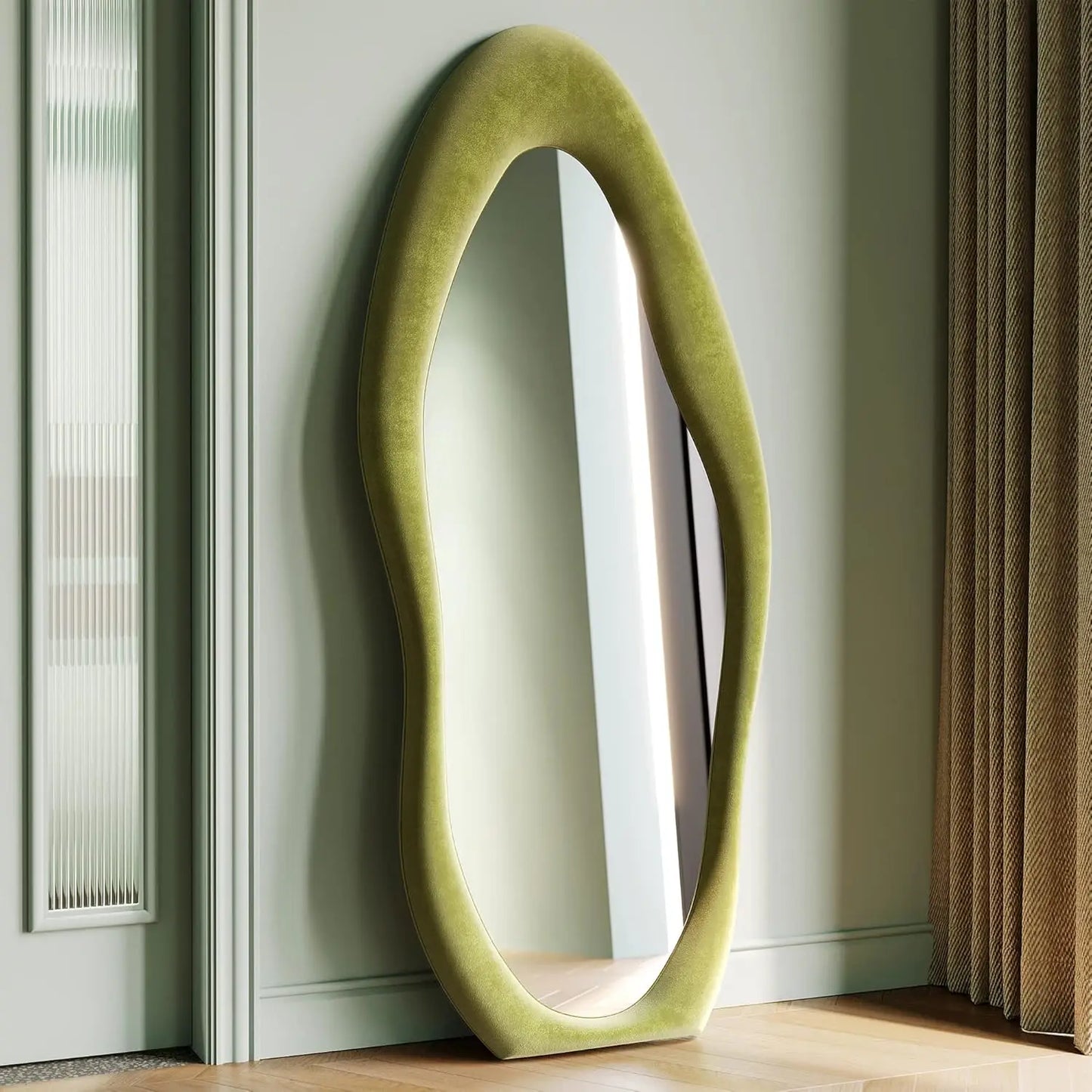 Hignconcerned Irregular Wave Tall Mirror Wall Hanging