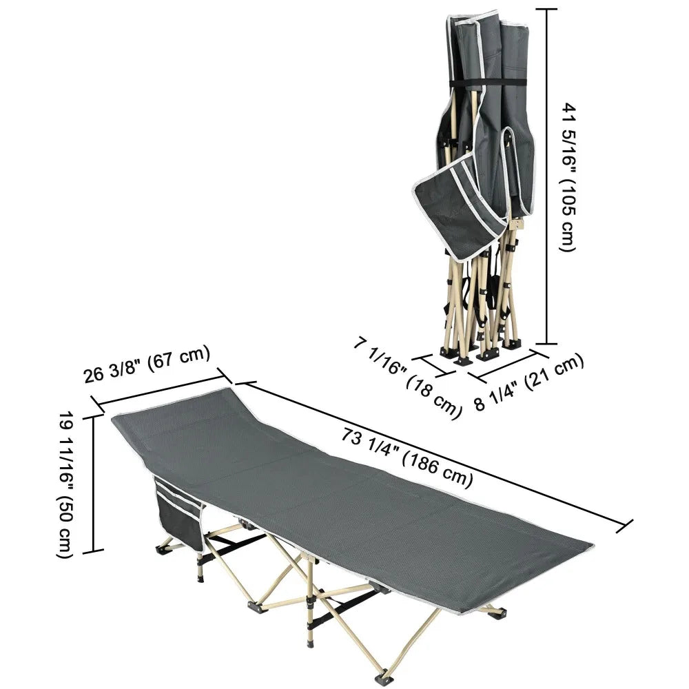 DUTRIEUX Folding Camping Cot Bed Portable Outdoor Furniture