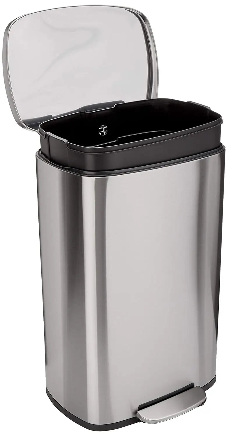 Smudge Resistant Stainless Steel Trash Can With Soft-Close Pedal