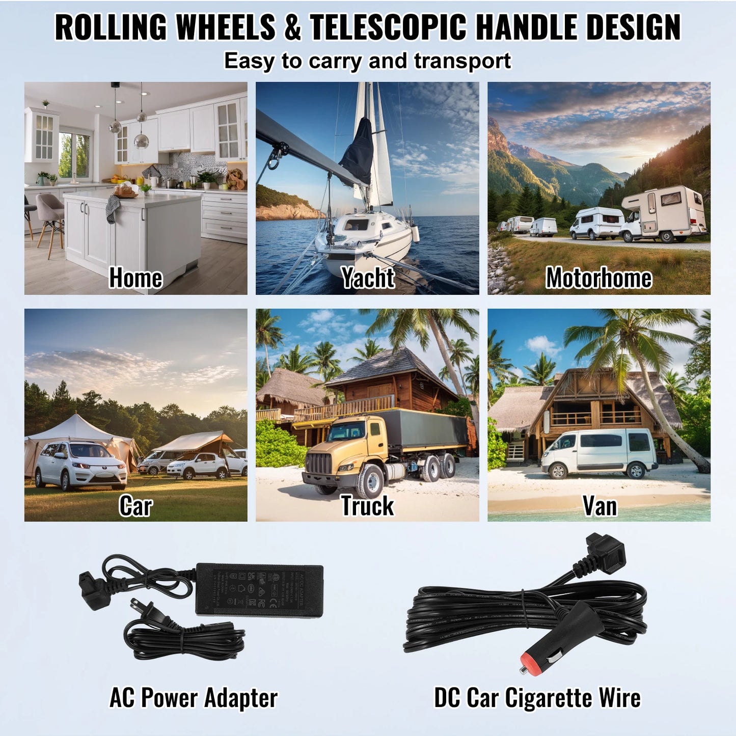 VEVOR 12 Volt 30L Portable Car Refrigerator with Wheels