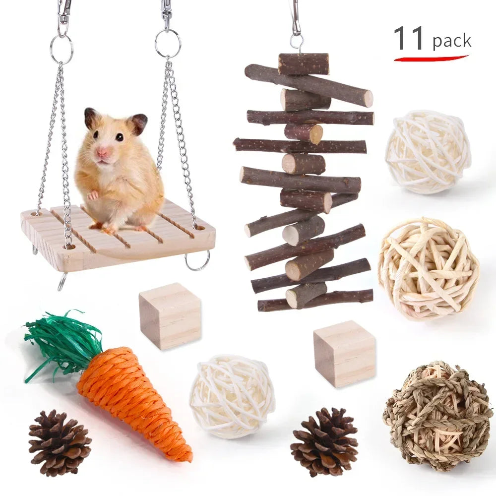 Hign-concerned Wooden Hamster And Small Pet Toys Set