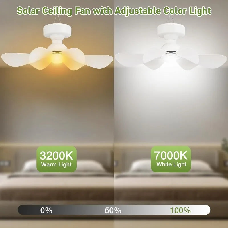 Solar Ceiling Fan Kit with Light for Outdoor Gazebo Use