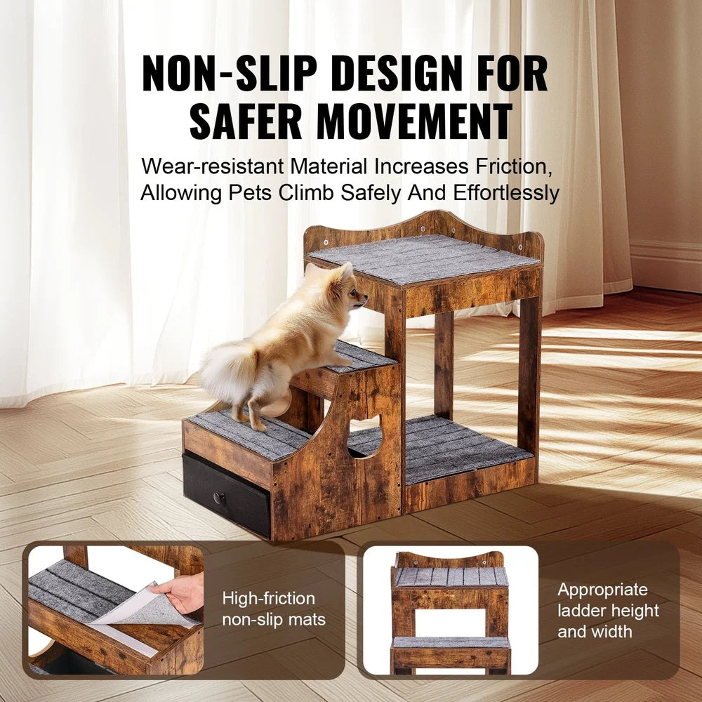 XMSJ Double Deck Pet Bed With Detachable Steps And Storage